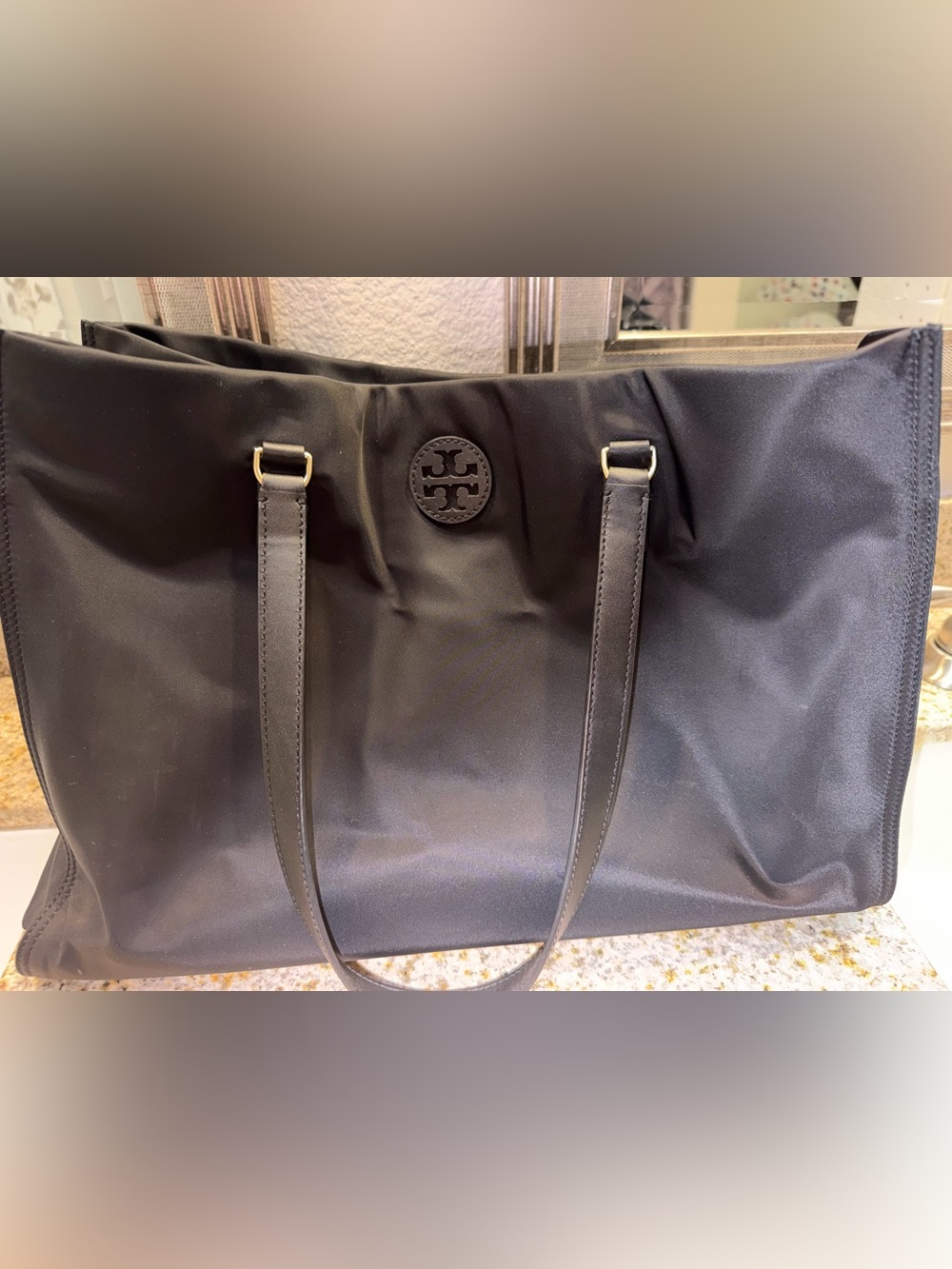 Tory Burch Black Nylon Logo Tote Bag